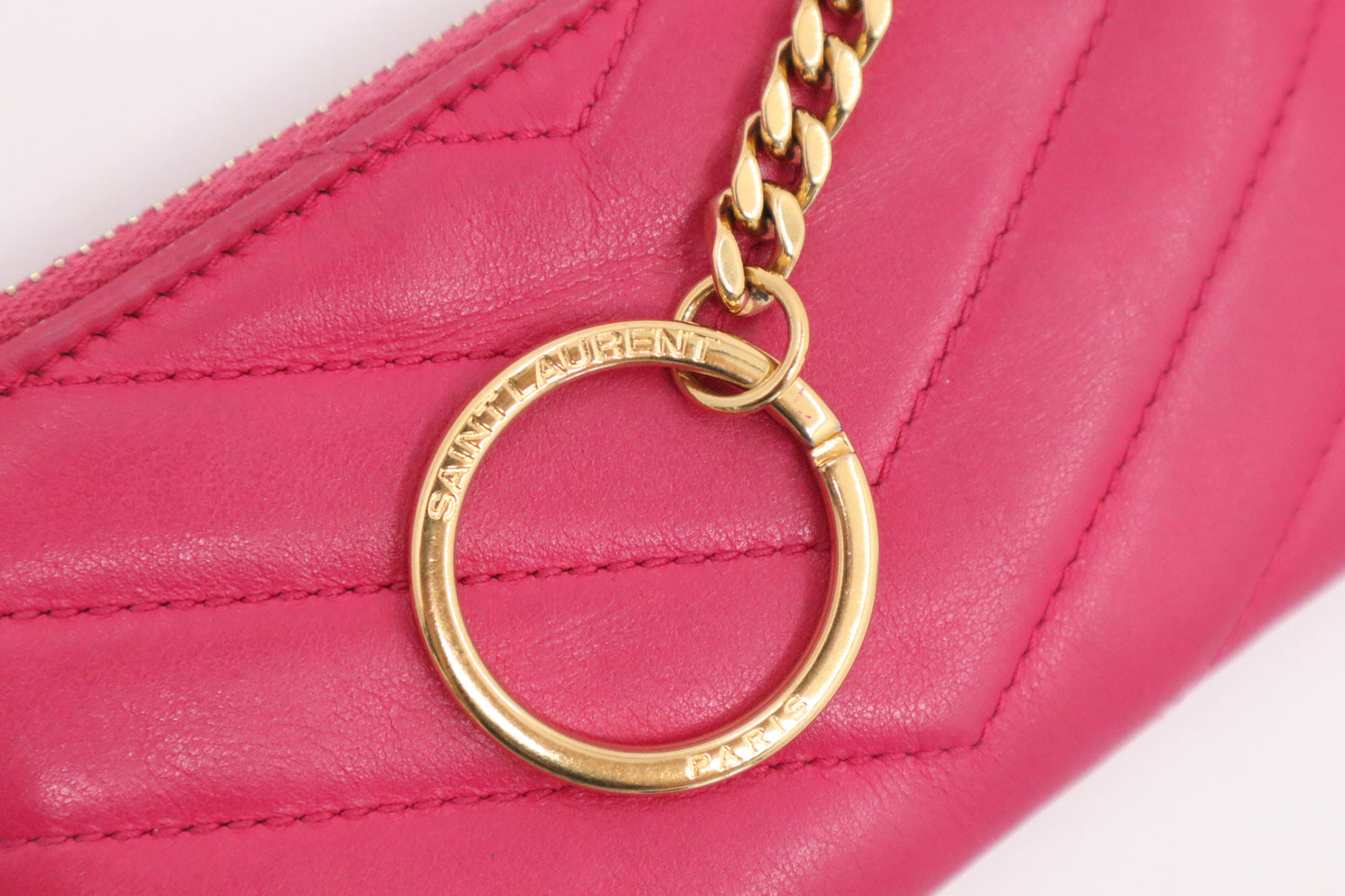 YSL Saint Laurent Key Pouch in Pink Leather