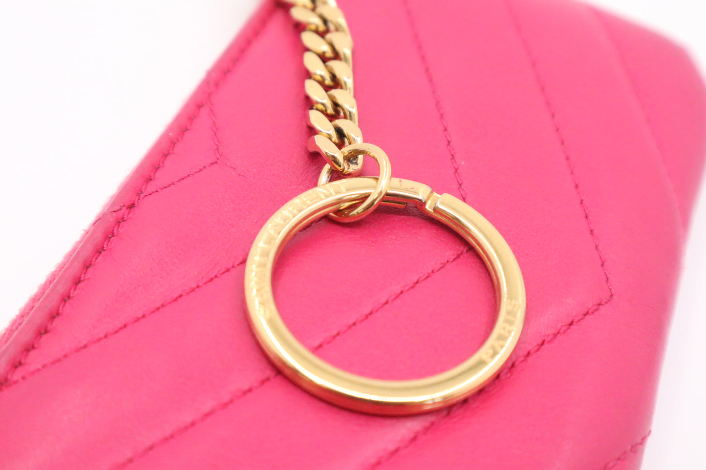 YSL Saint Laurent Key Pouch in Pink Leather