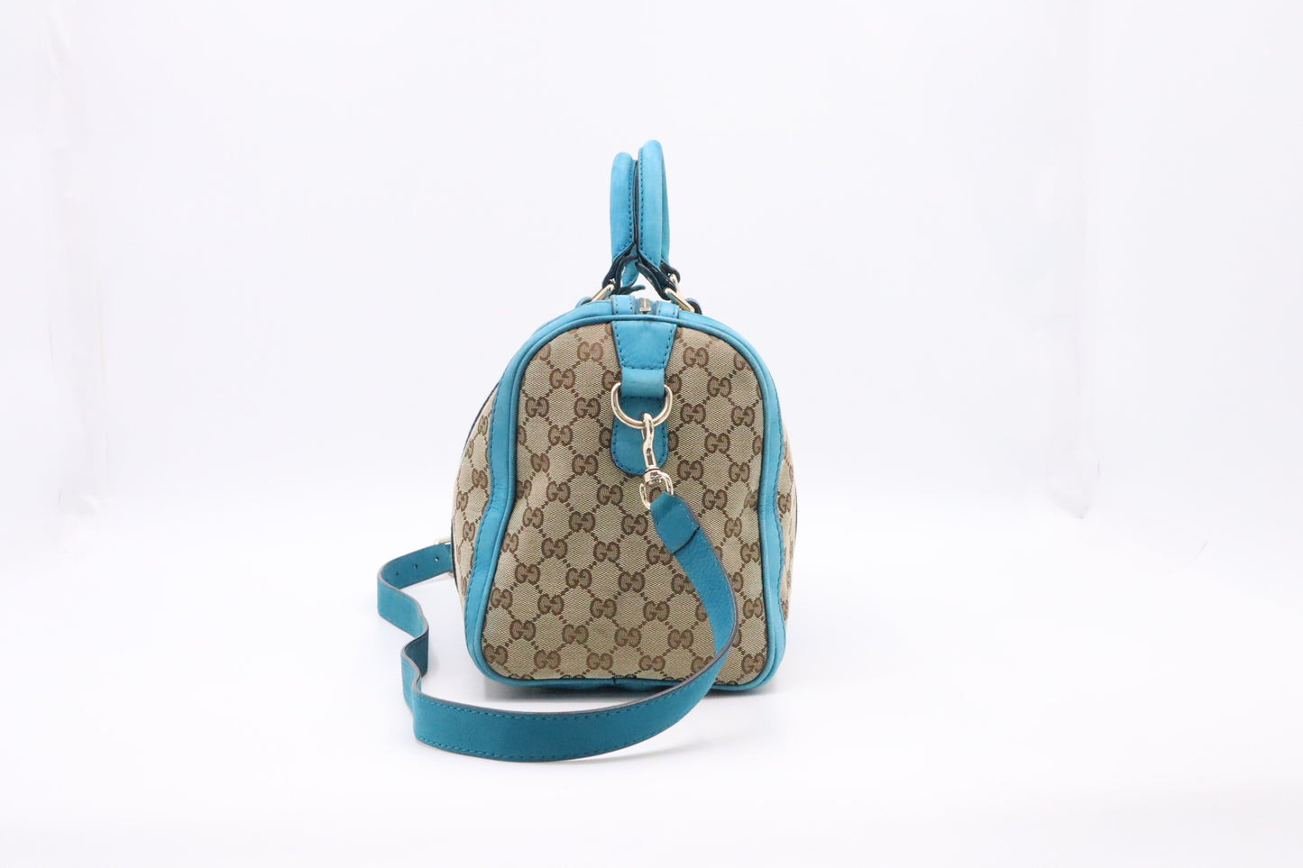 Gucci Boston Bag in Blue and Beige GG Canvas