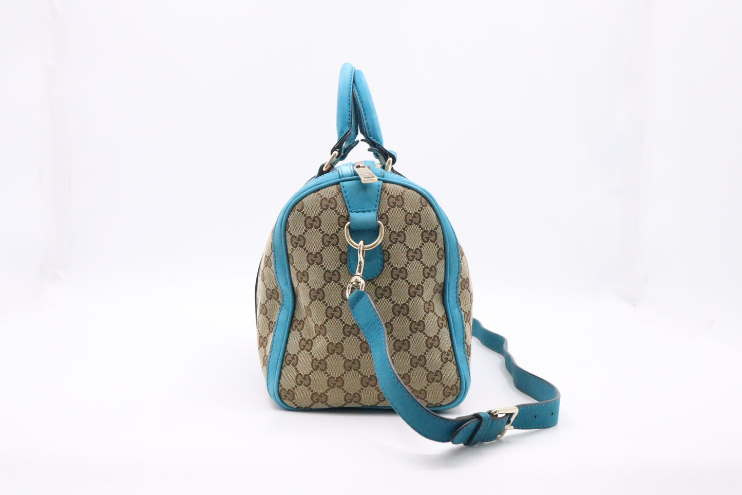 Gucci Boston Bag in Blue and Beige GG Canvas