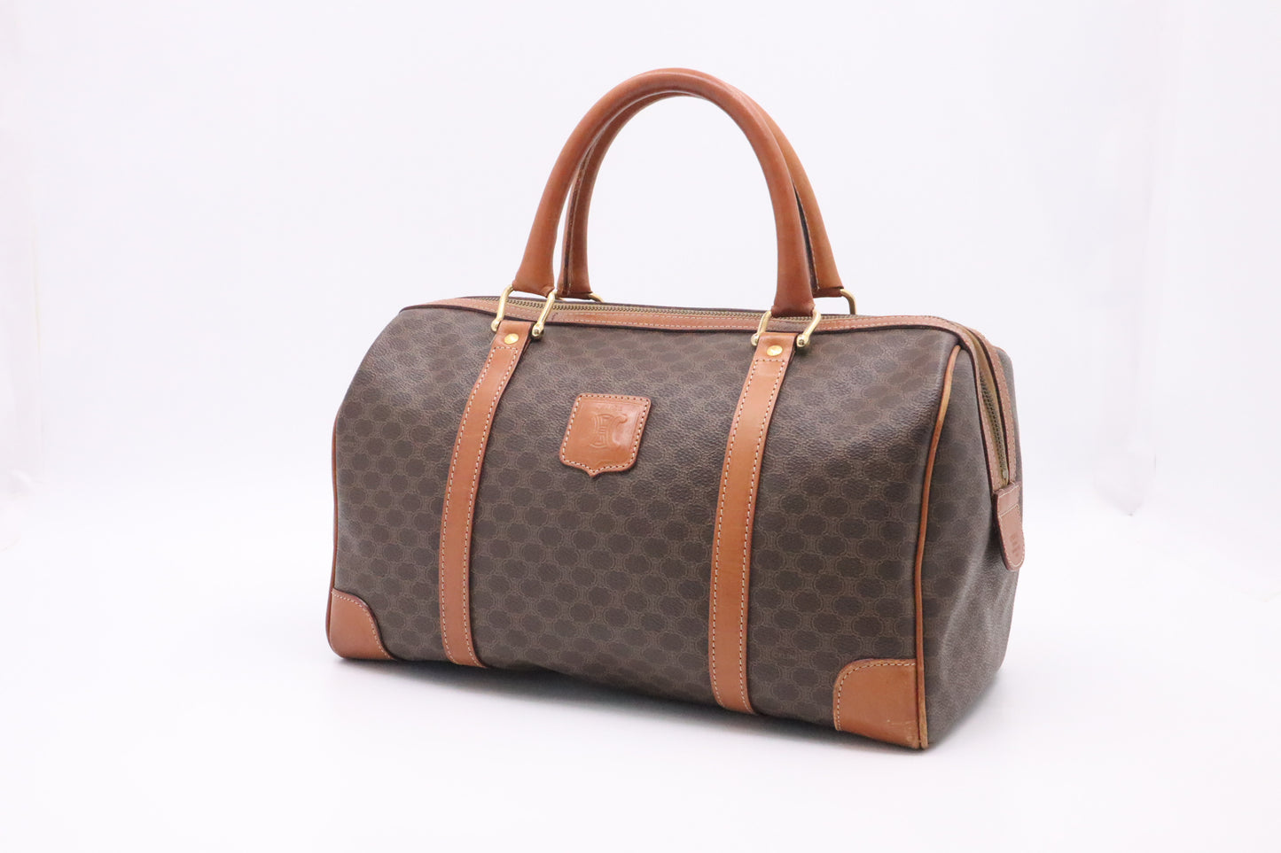 Celine Boston Bag in Brown Macadam Canvas