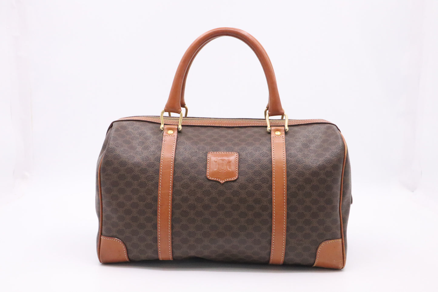 Celine Boston Bag in Brown Macadam Canvas