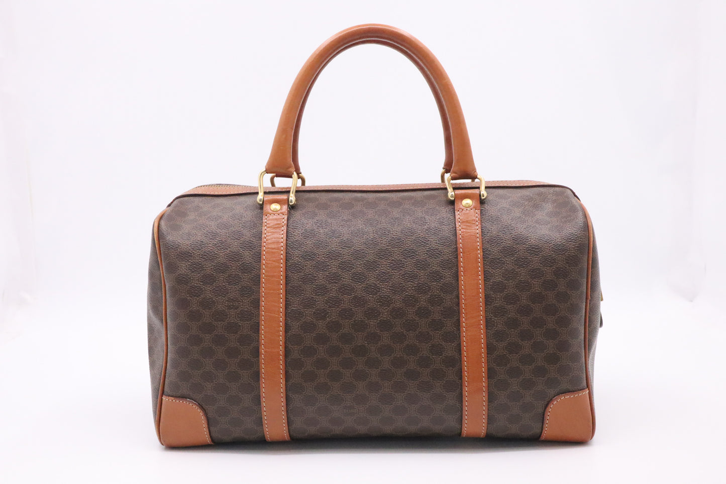 Celine Boston Bag in Brown Macadam Canvas