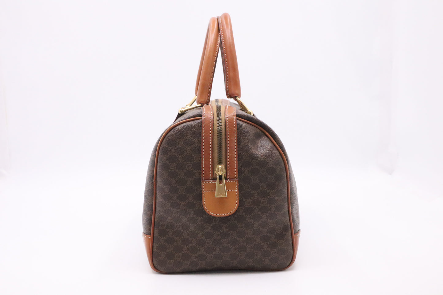Celine Boston Bag in Brown Macadam Canvas