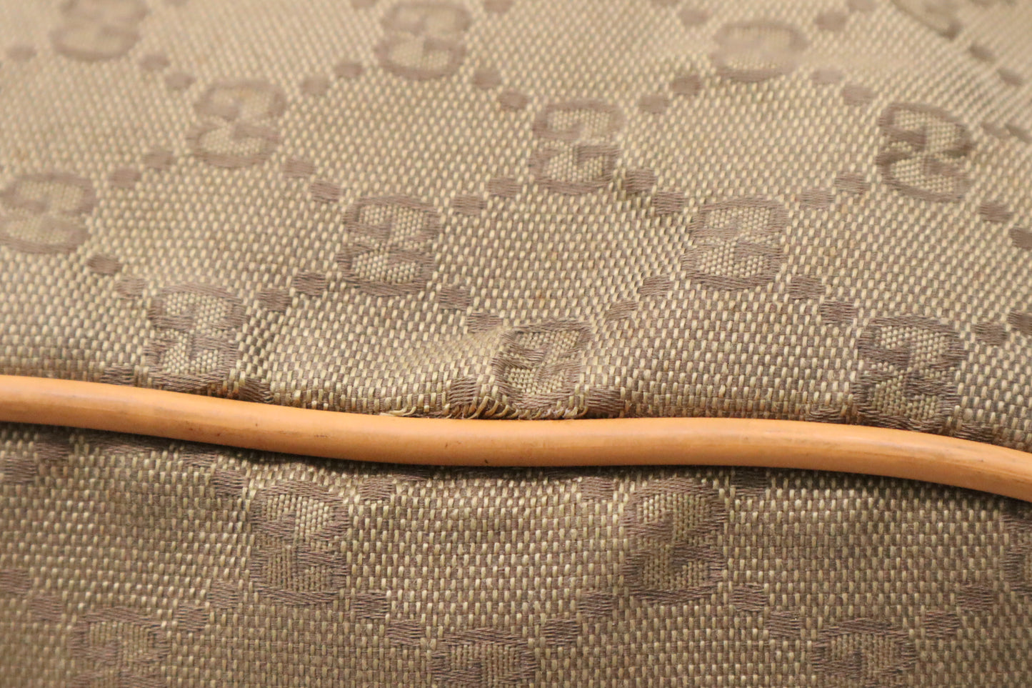 Gucci Boston Bag in Green GG Canvas and Brown Leather