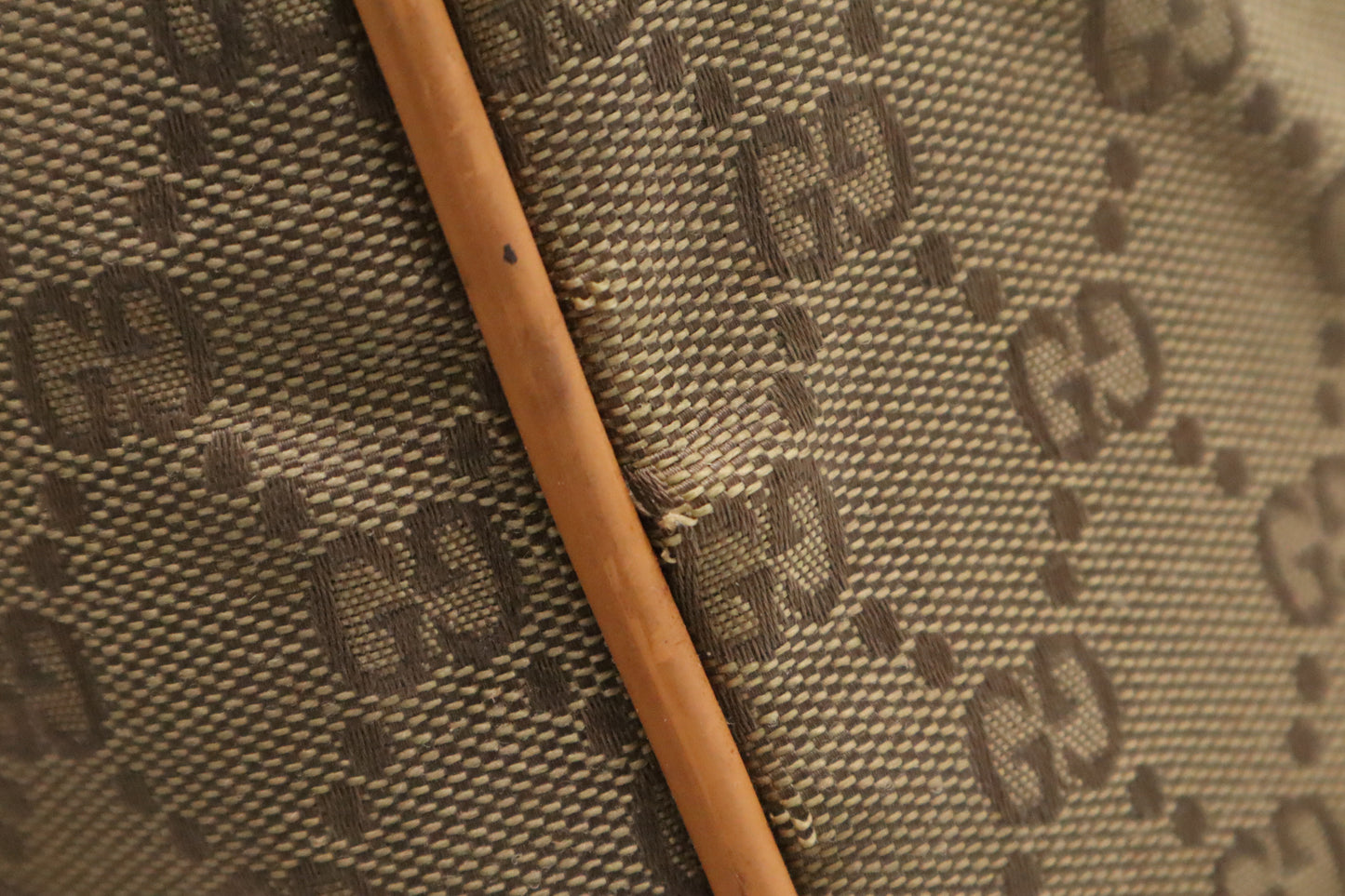 Gucci Boston Bag in Green GG Canvas and Brown Leather