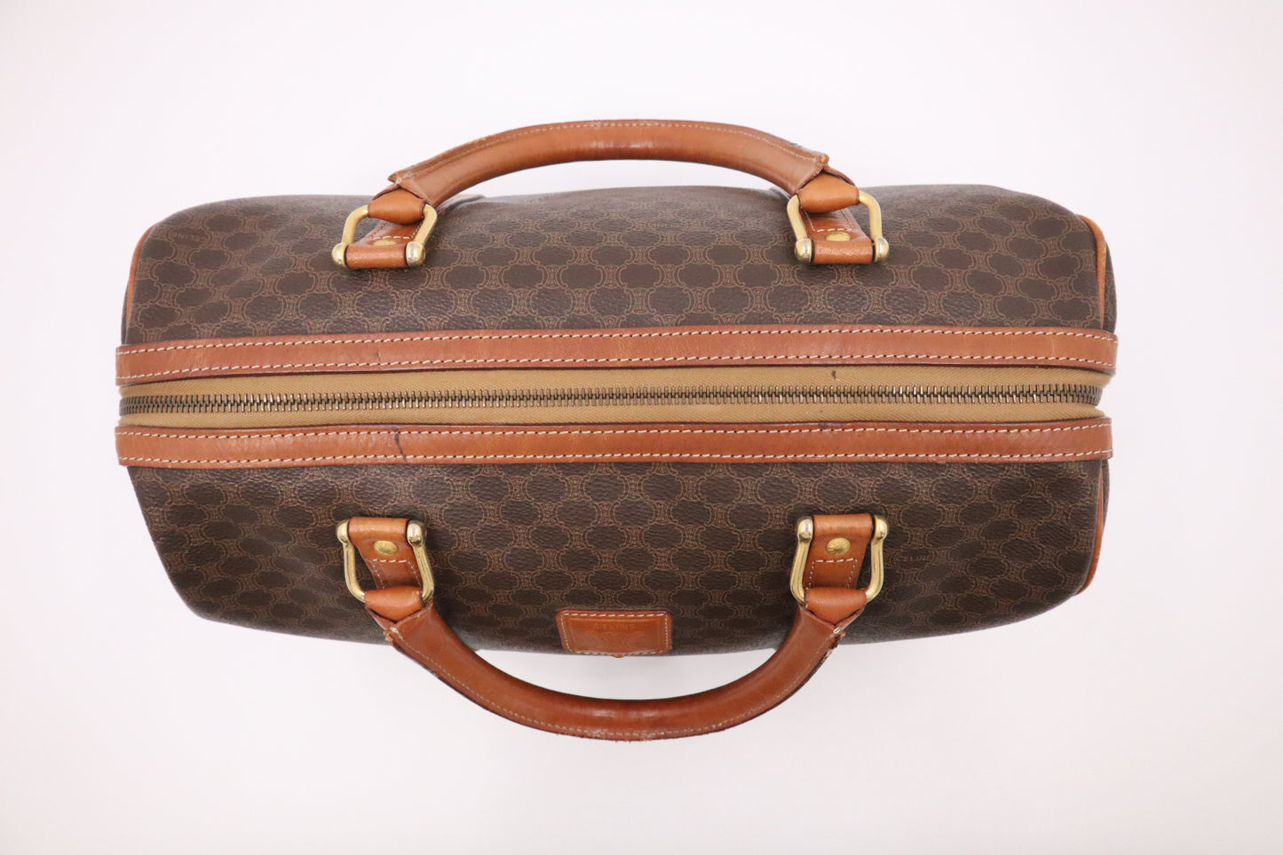 Celine Boston Bag in Brown Macadam Canvas