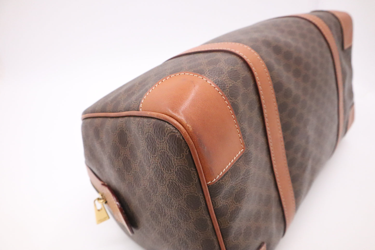 Celine Boston Bag in Brown Macadam Canvas