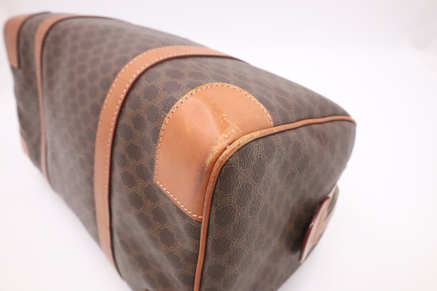 Celine Boston Bag in Brown Macadam Canvas
