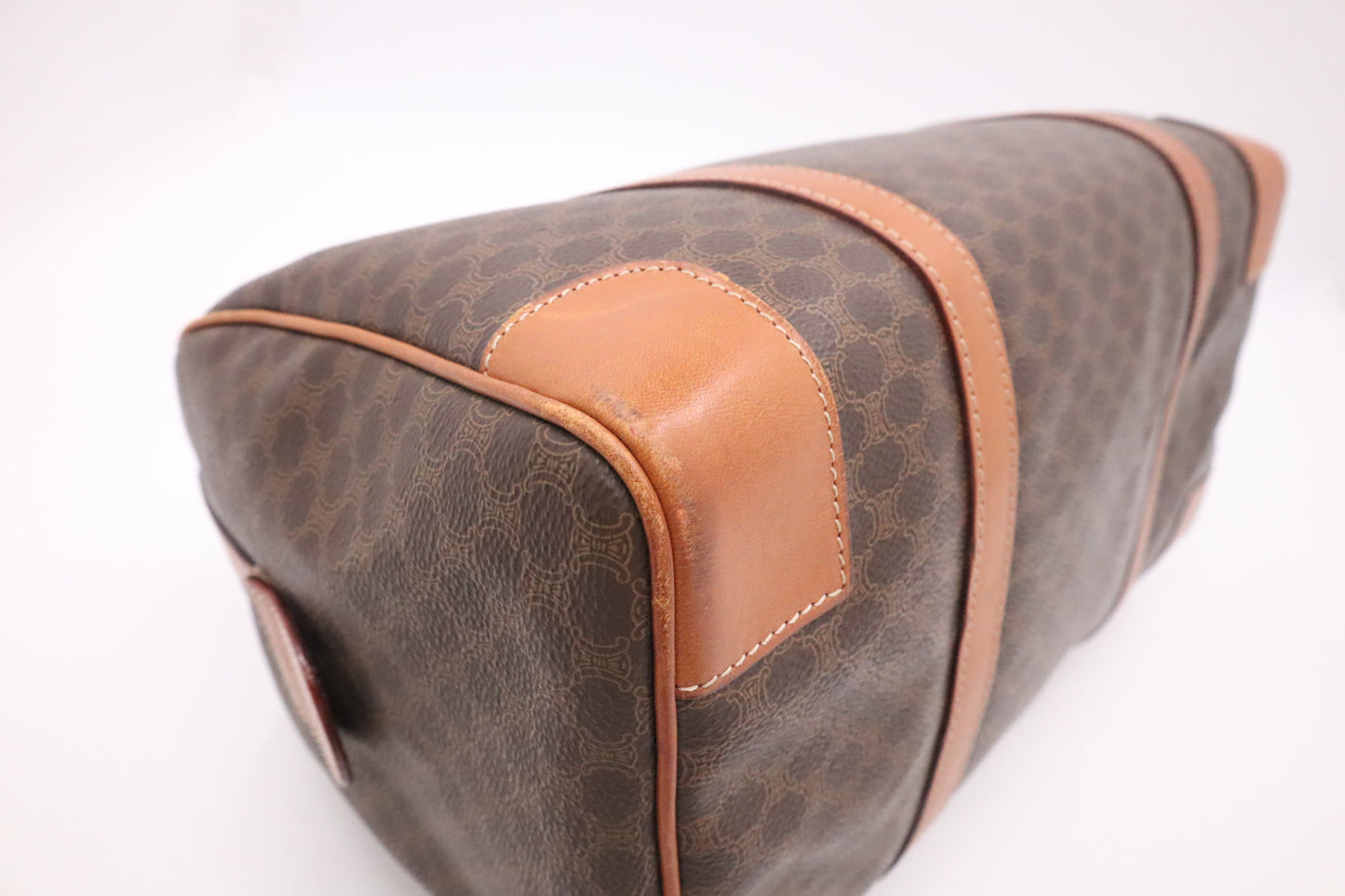 Celine Boston Bag in Brown Macadam Canvas