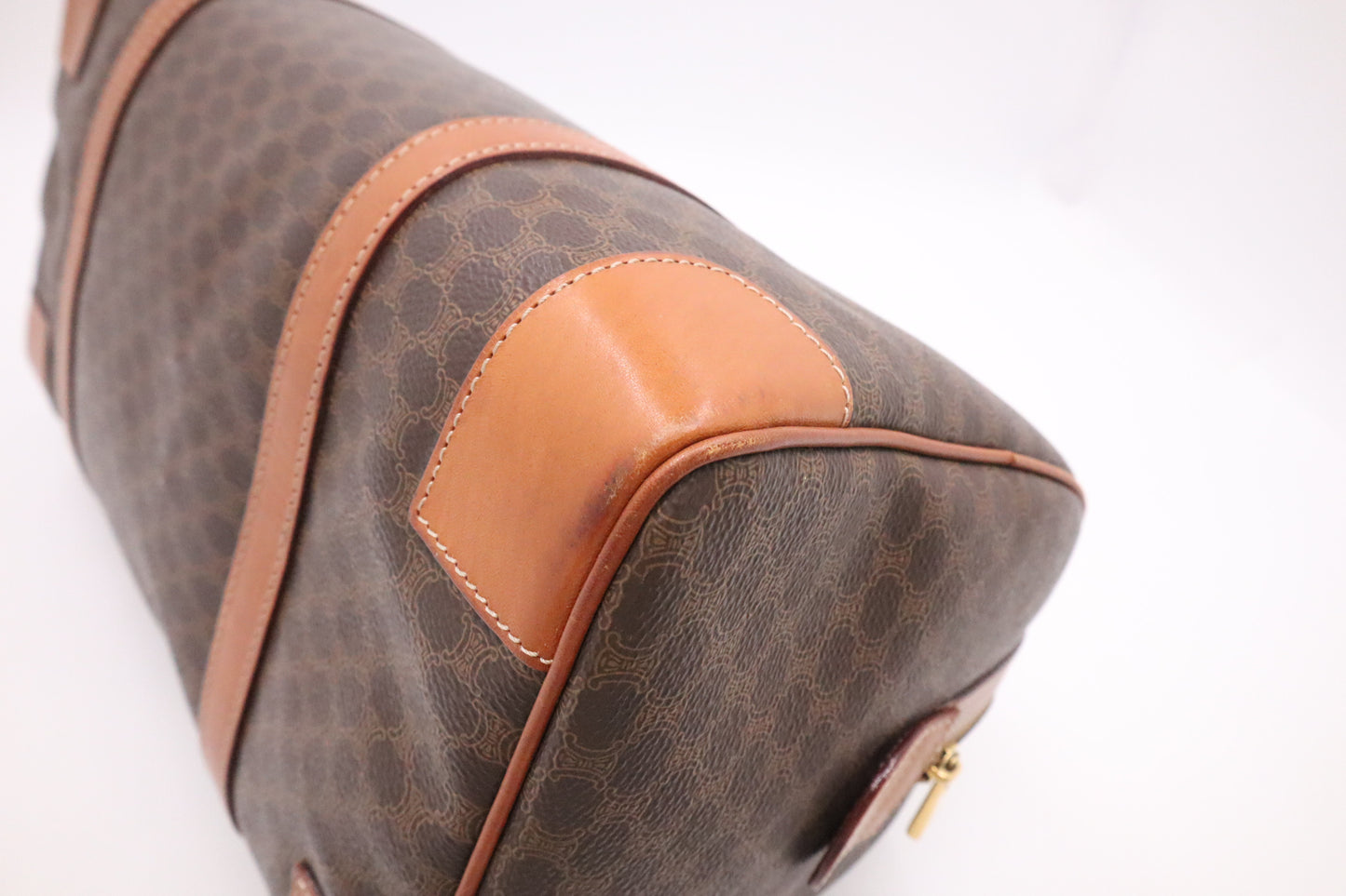 Celine Boston Bag in Brown Macadam Canvas