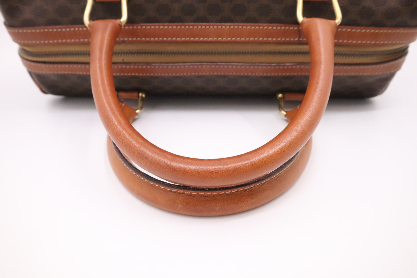 Celine Boston Bag in Brown Macadam Canvas
