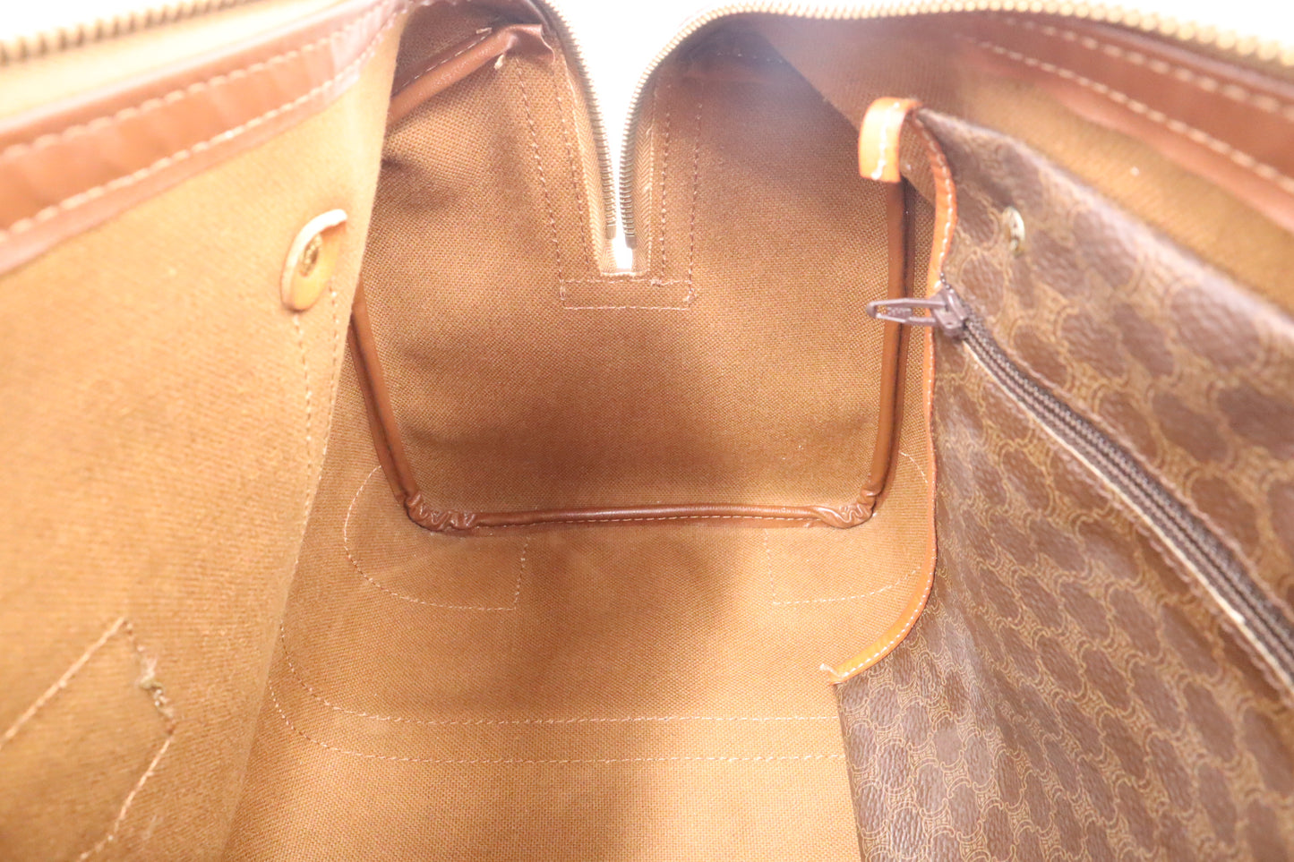 Celine Boston Bag in Brown Macadam Canvas