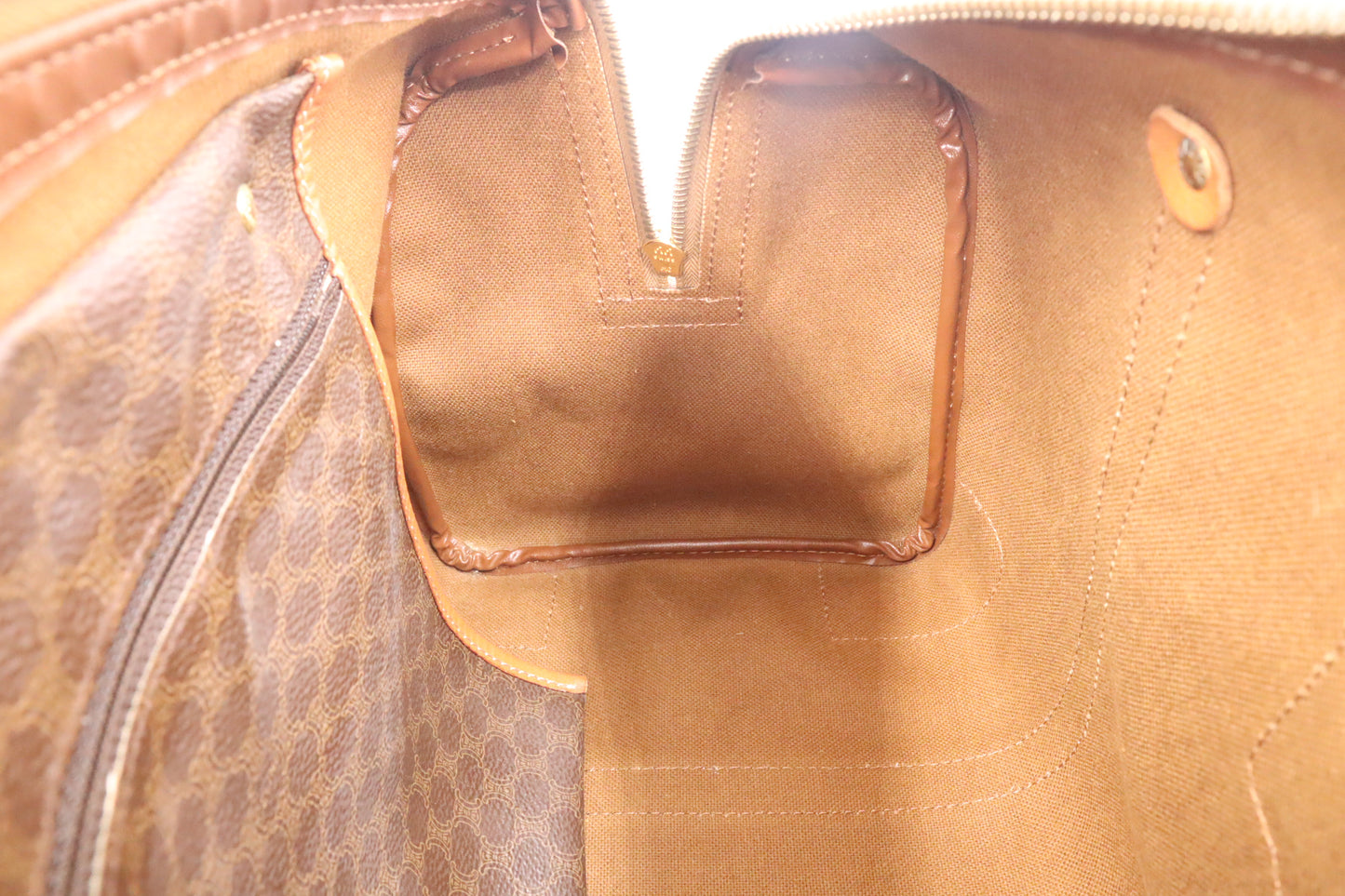 Celine Boston Bag in Brown Macadam Canvas