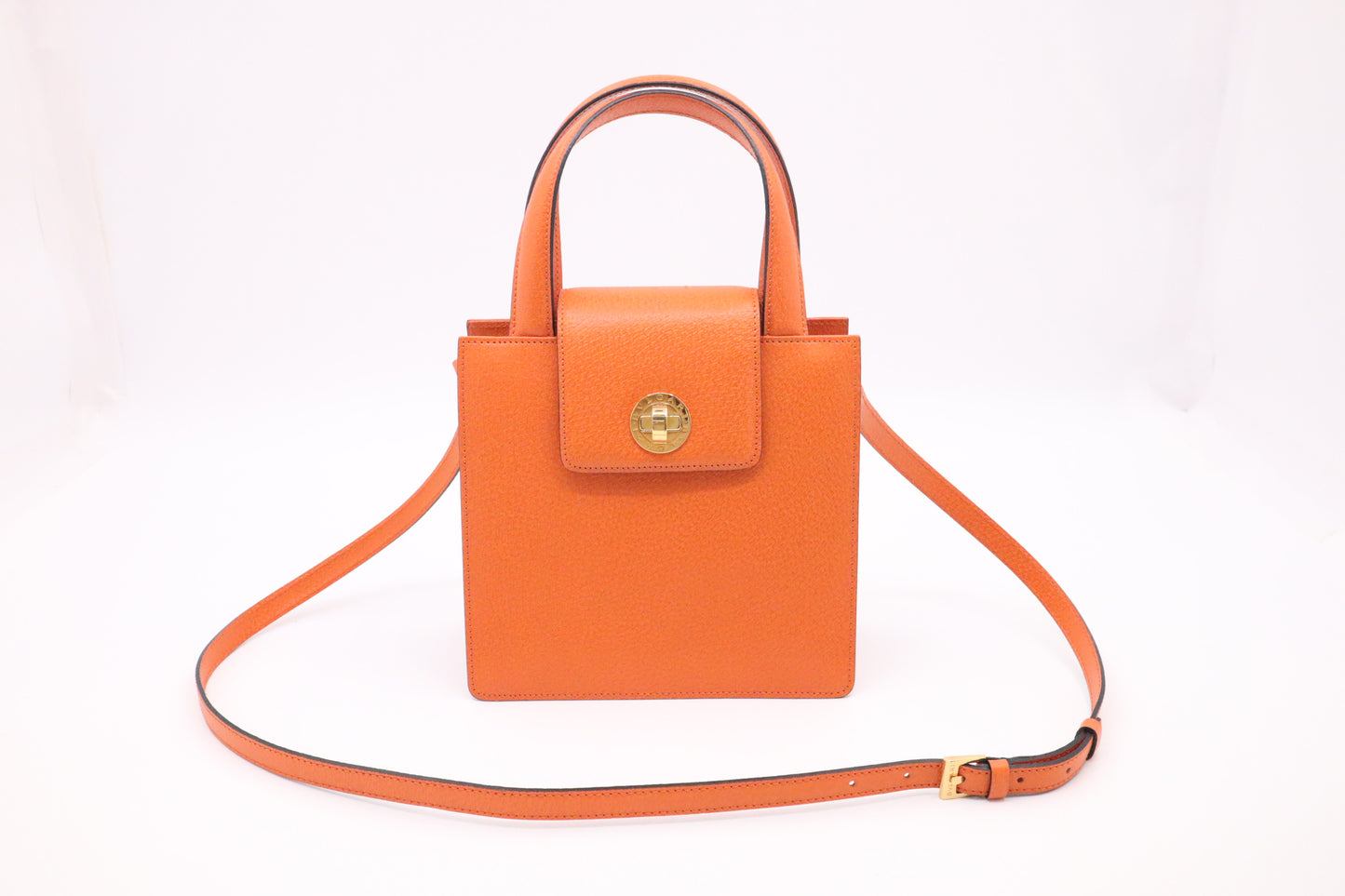 Bvlgari 2-Way Handbag in Orange Leather