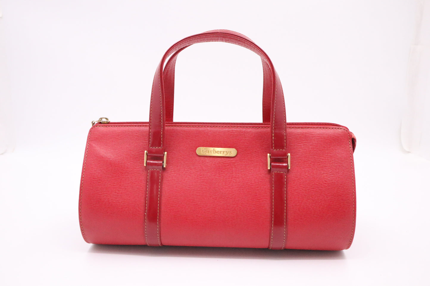 Burberry Round Handbag in Red Leather