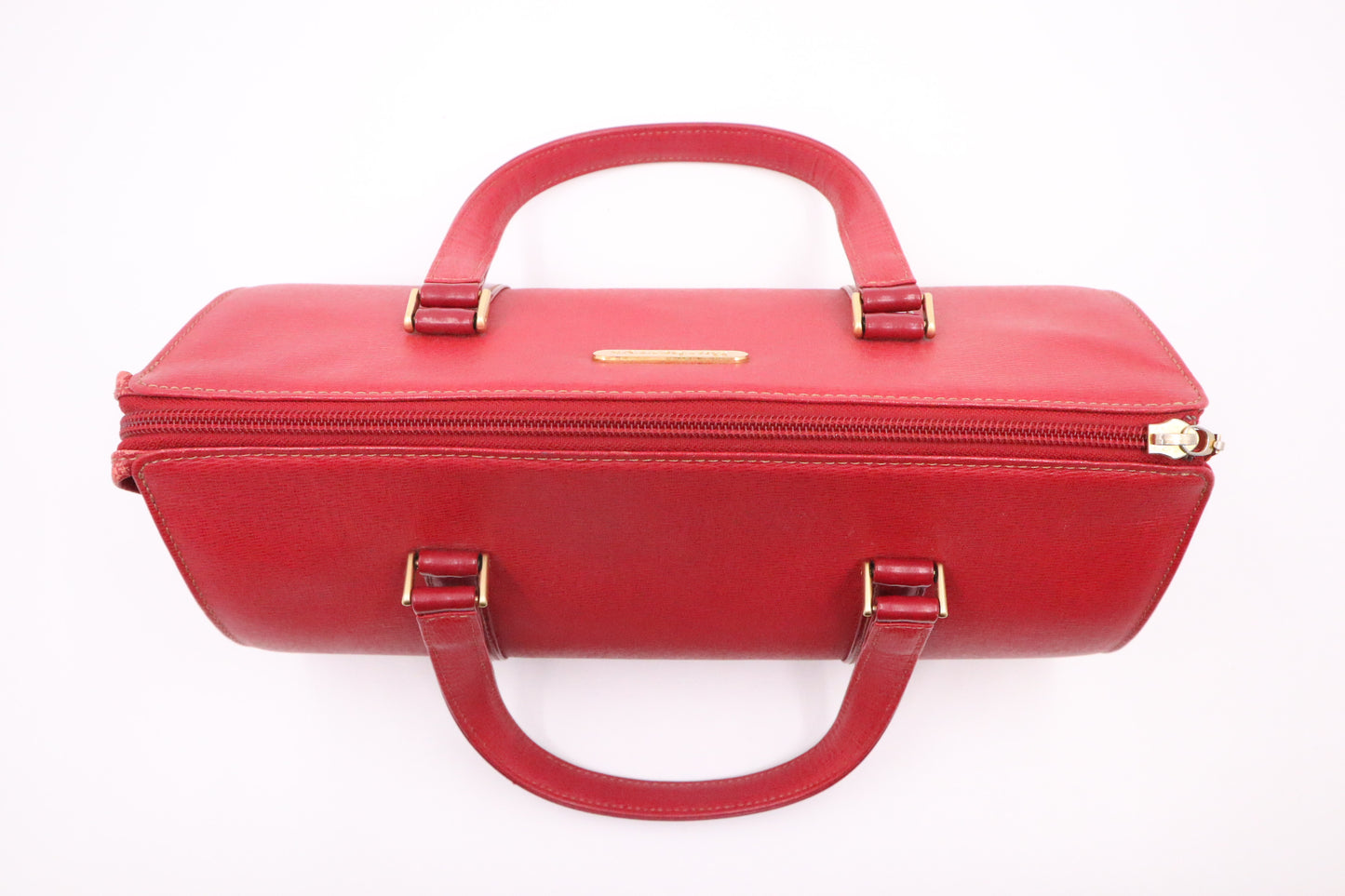 Burberry Round Handbag in Red Leather