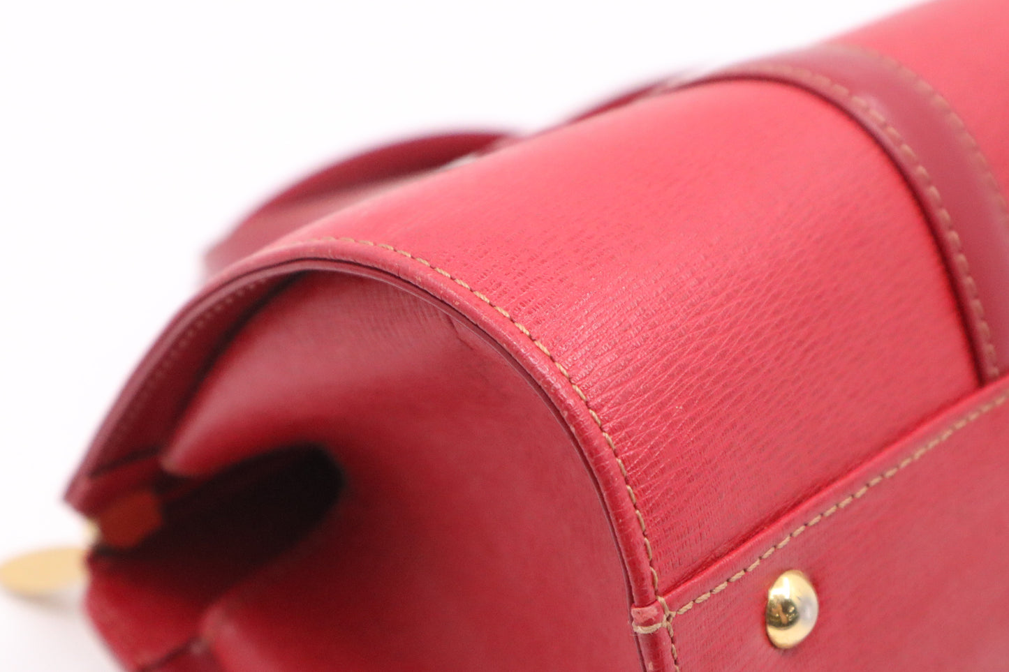 Burberry Round Handbag in Red Leather