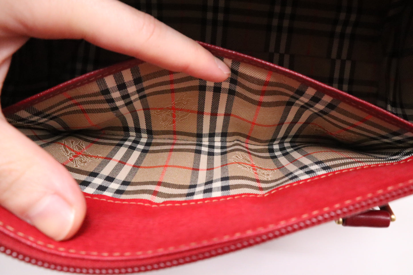 Burberry Round Handbag in Red Leather