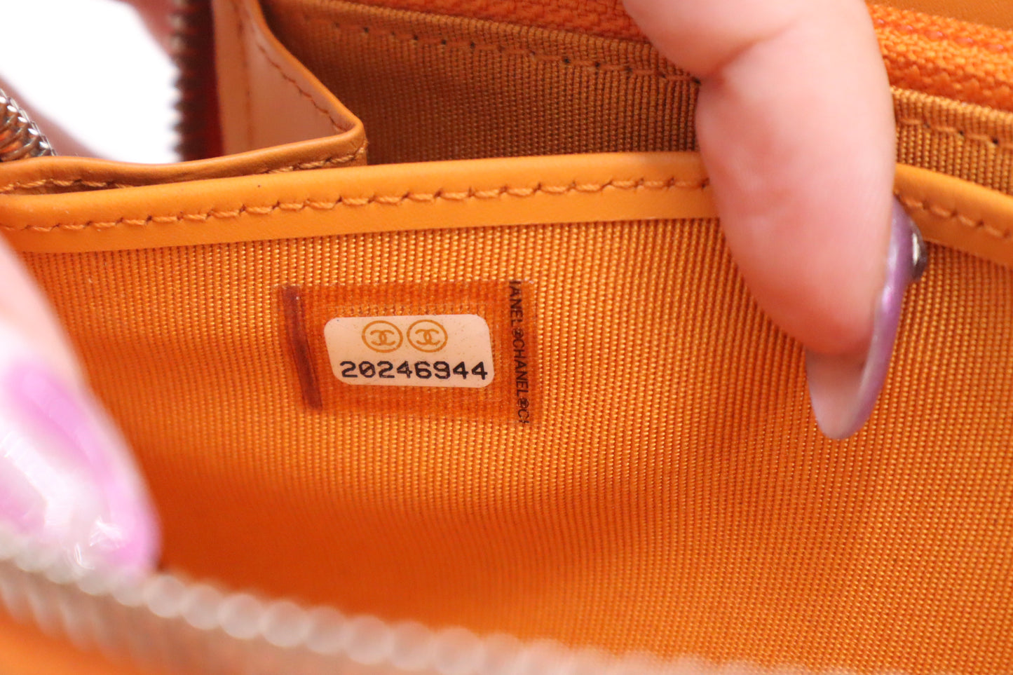 Chanel Long Zippy Wallet in Orange Patent Leather