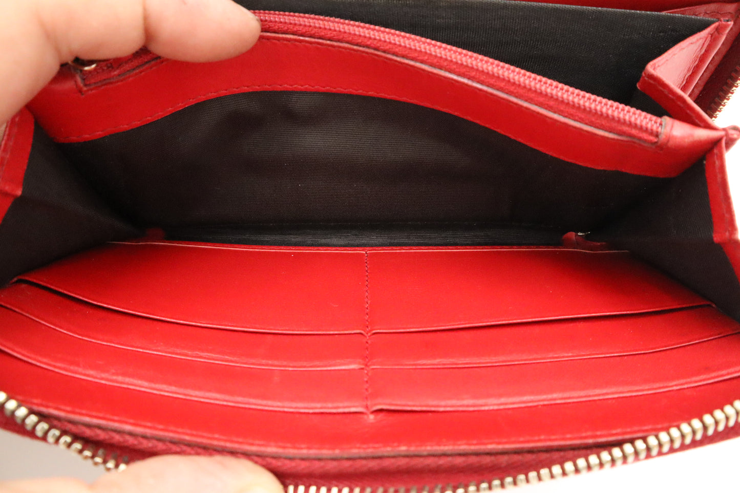 YSL Saint Laurent Compact Wallet in Patent Red Leather