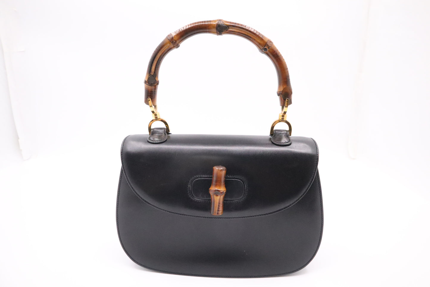 Gucci Bamboo Medium Top Handle in Black Leather