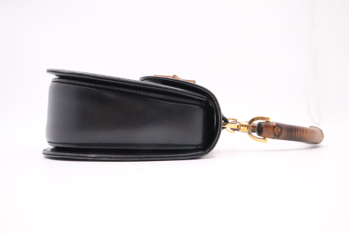 Gucci Bamboo Medium Top Handle in Black Leather