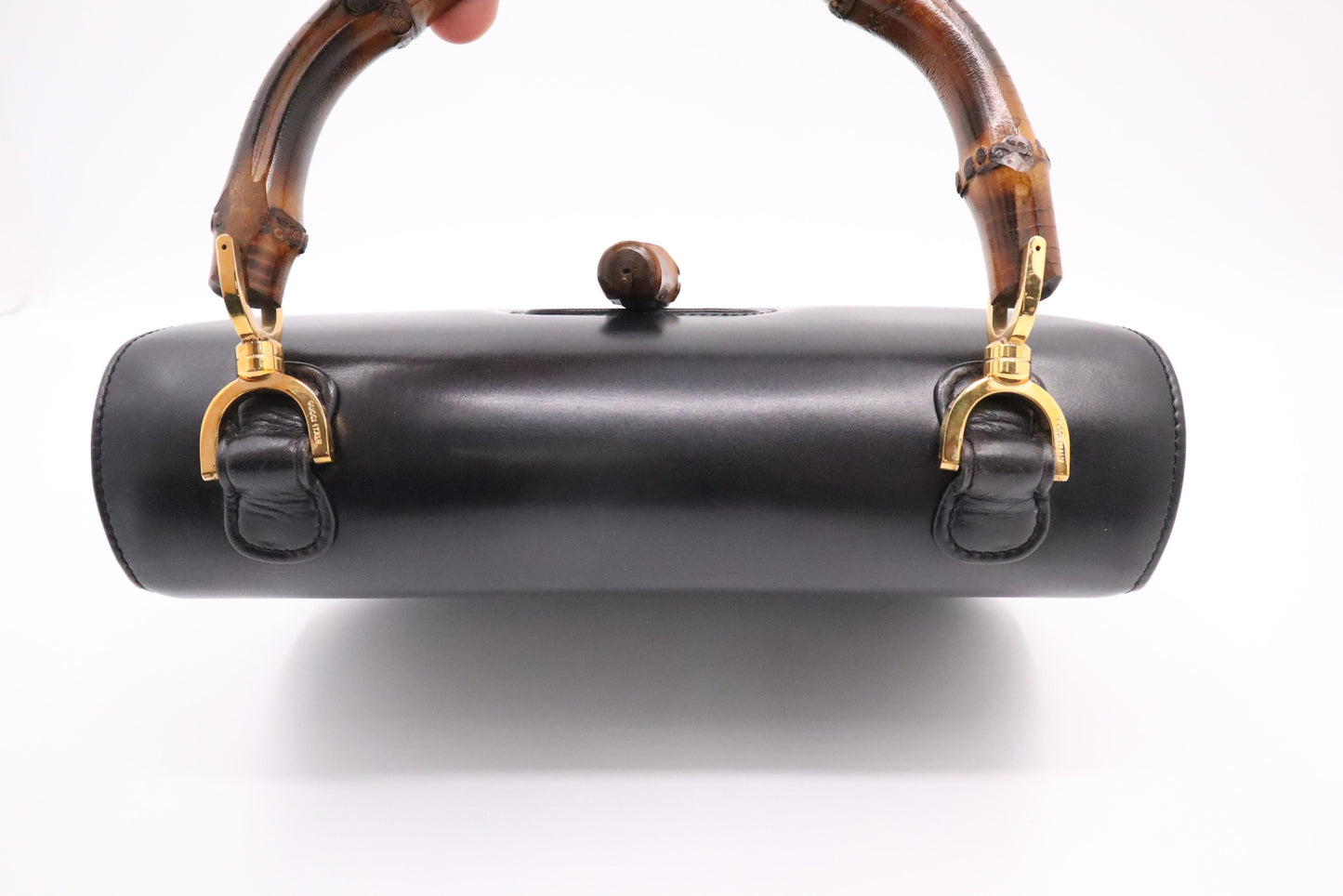 Gucci Bamboo Medium Top Handle in Black Leather