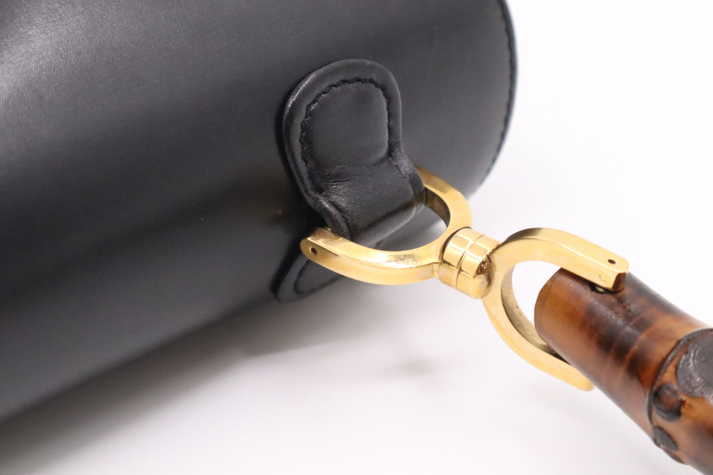 Gucci Bamboo Medium Top Handle in Black Leather
