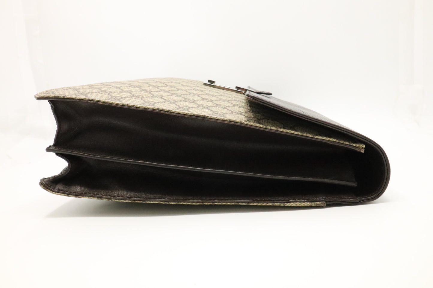Gucci Business Case in GG Supreme Canvas and Brown Leather