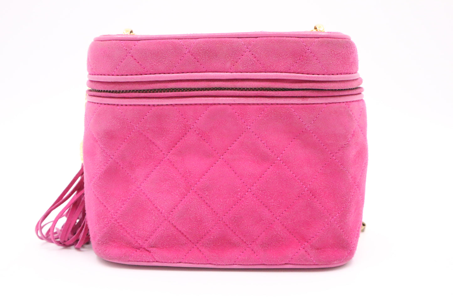 Chanel Vanity Shoulder Bag in Pink Suede