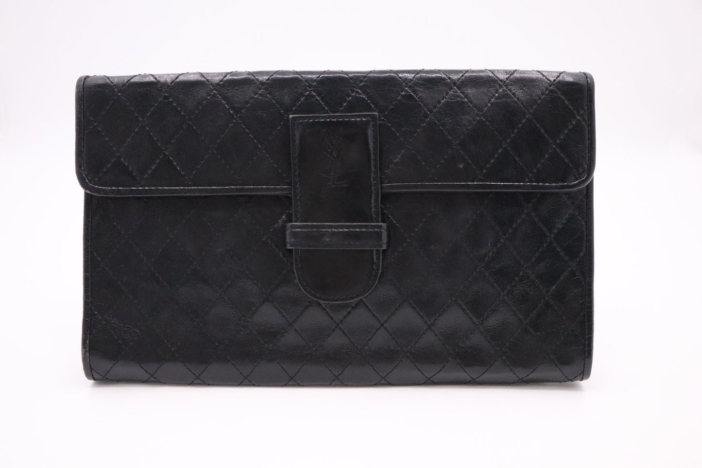 YSL Saint Laurent Clutch in Black Quilted Leather