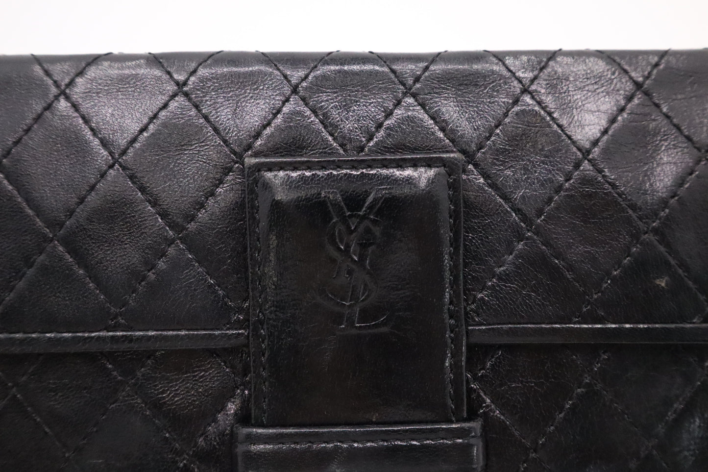 YSL Saint Laurent Clutch in Black Quilted Leather