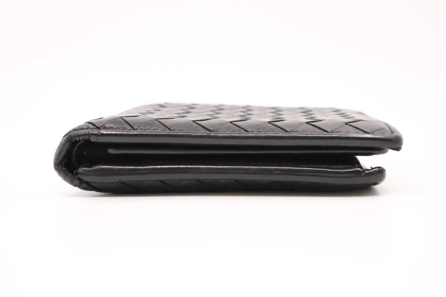 Bottega Veneta Bifold Wallet in Black Intrecciato Leather