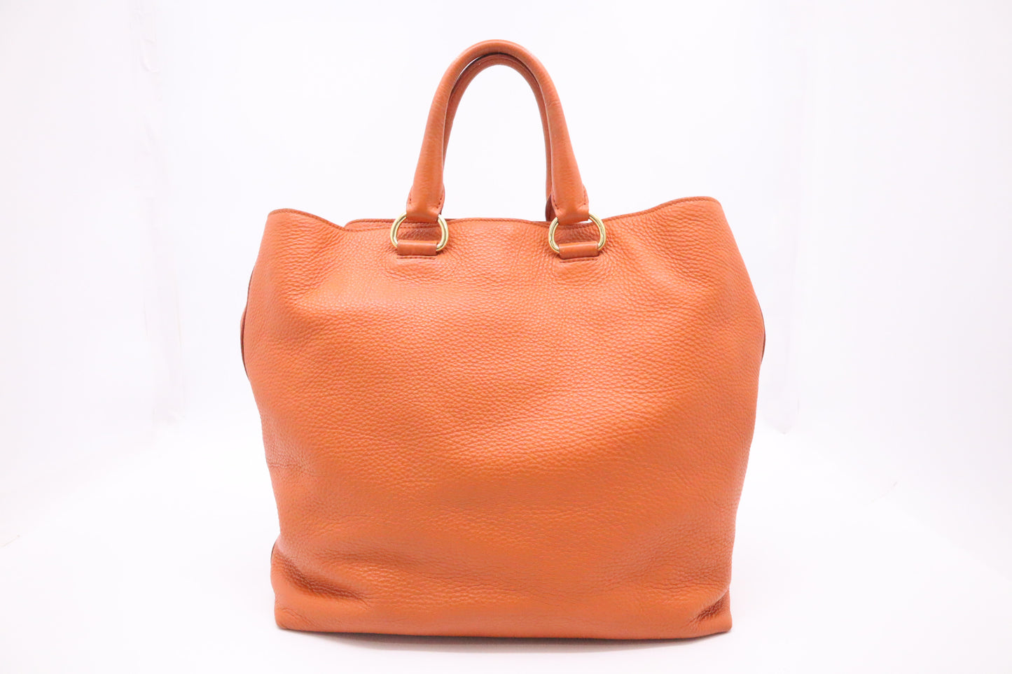 Prada Rame Vitello Daino Tote in Orange Leather