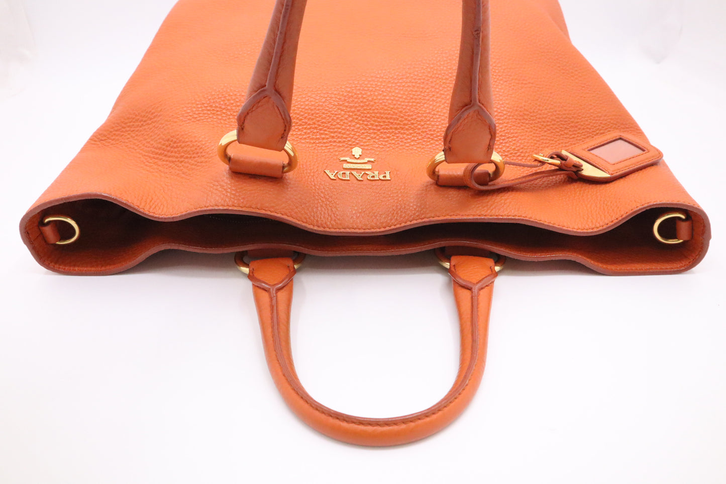 Prada Rame Vitello Daino Tote in Orange Leather