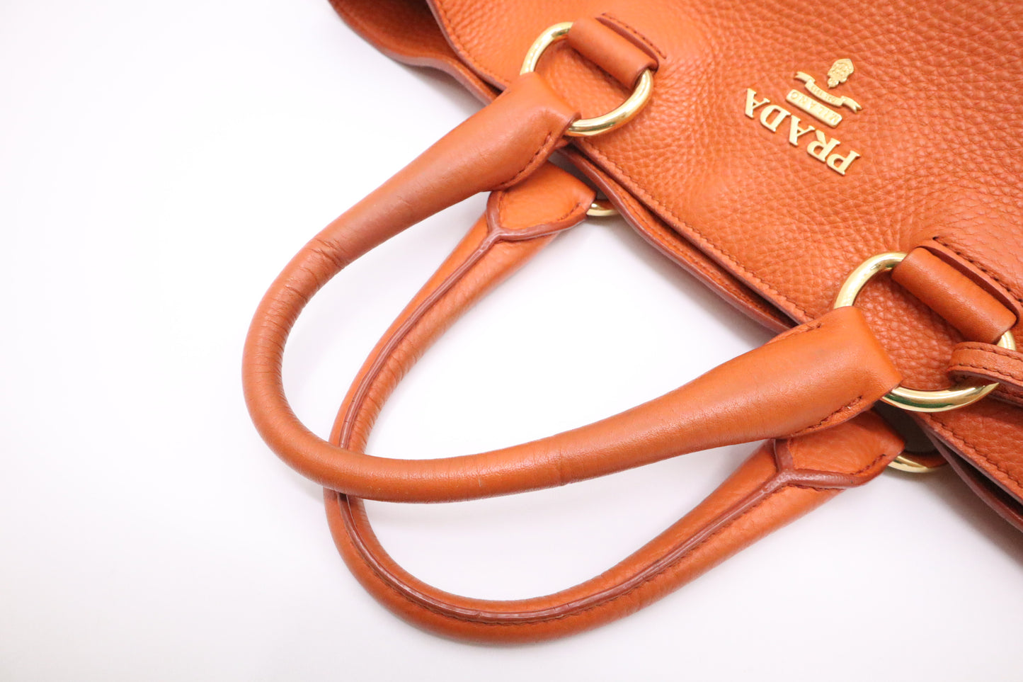 Prada Rame Vitello Daino Tote in Orange Leather