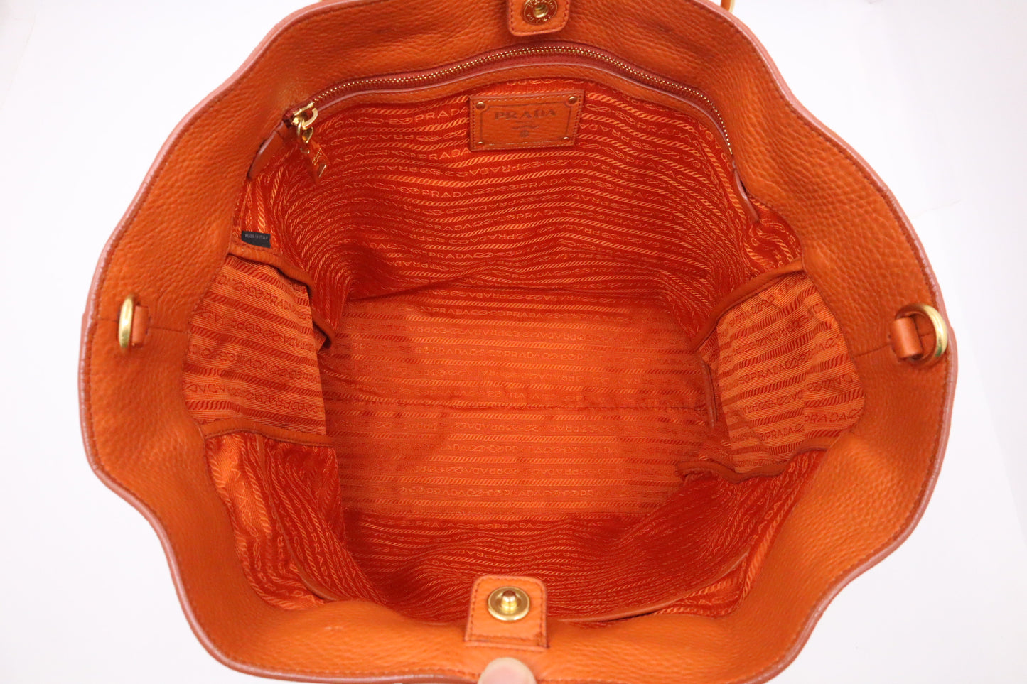 Prada Rame Vitello Daino Tote in Orange Leather
