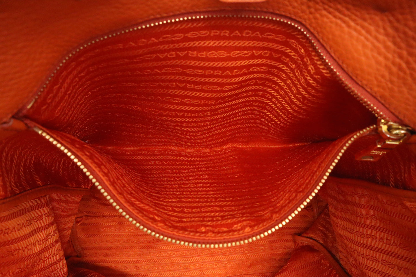 Prada Rame Vitello Daino Tote in Orange Leather
