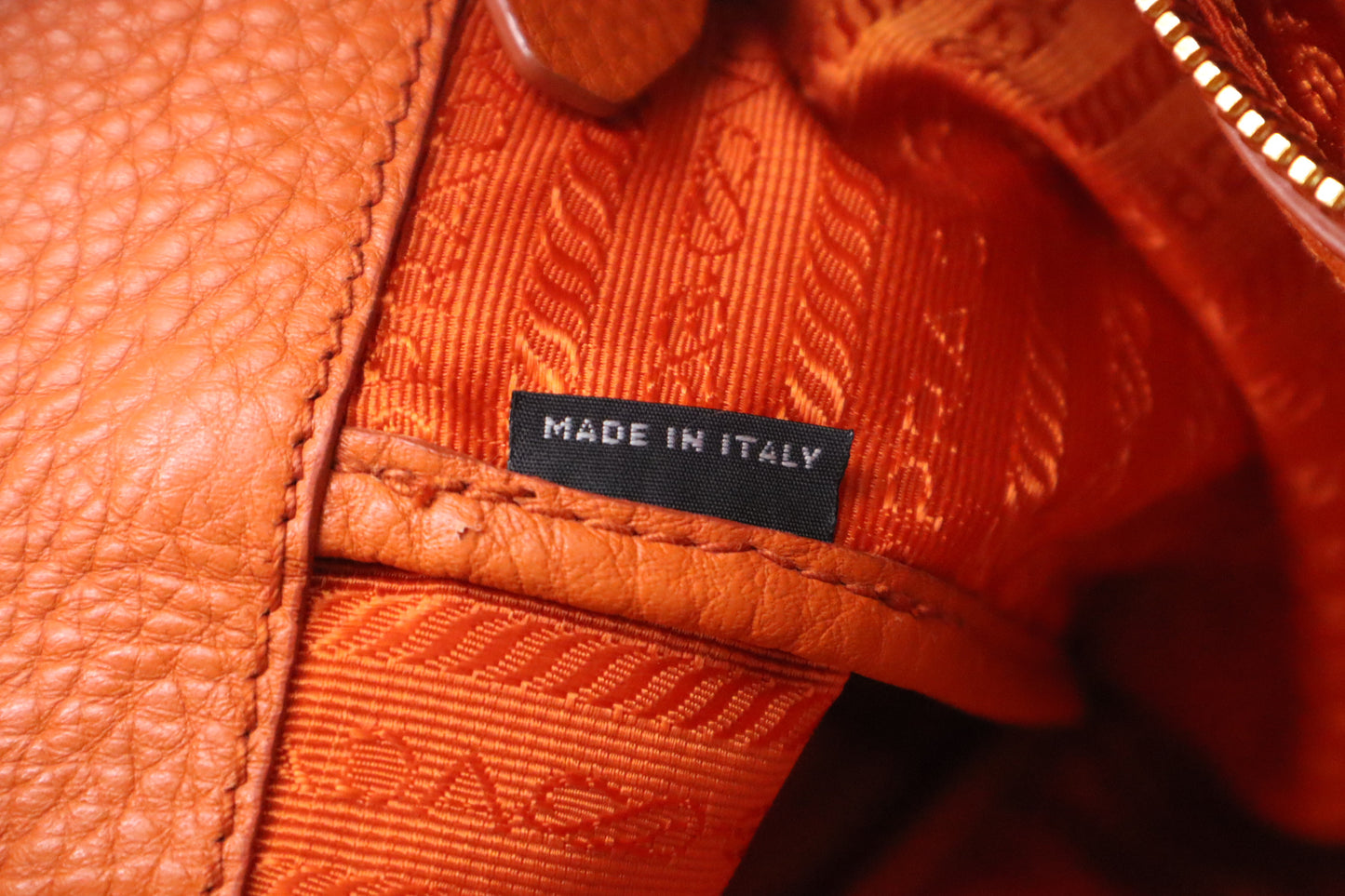 Prada Rame Vitello Daino Tote in Orange Leather