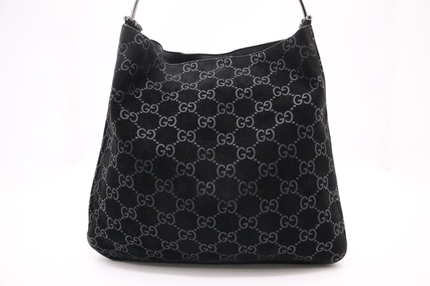 Gucci Shoulder Tote in Black GG Suede Canvas