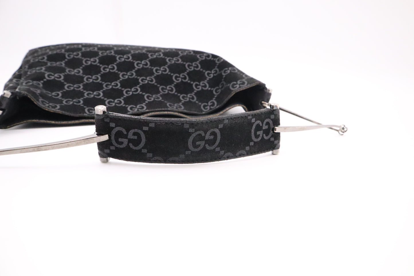Gucci Shoulder Tote in Black GG Suede Canvas