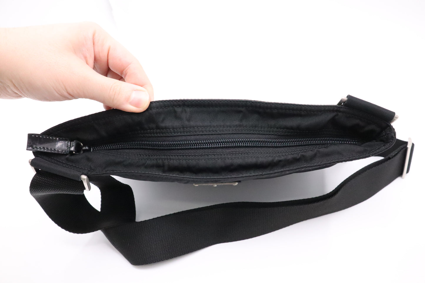 Prada Flat Crossbody in Black Nylon