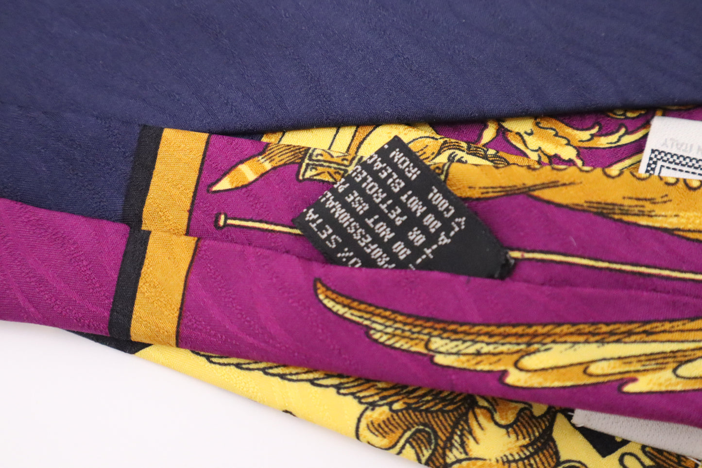 Versace Baroque Tie in Blue, Purple, & Gold Silk