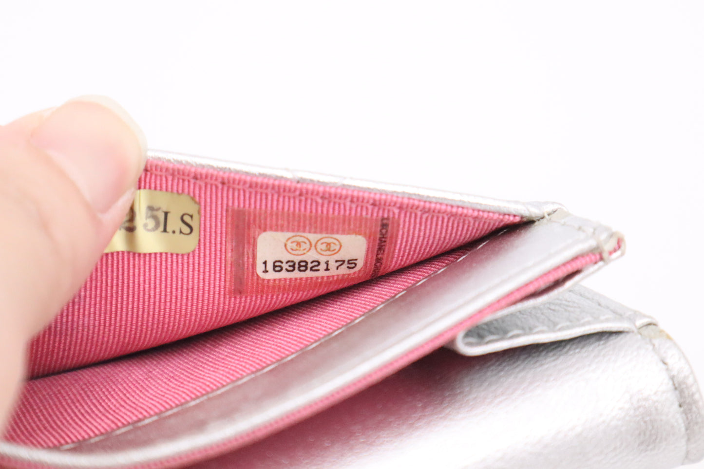 Chanel Card Case in Silver Matelassé Leather