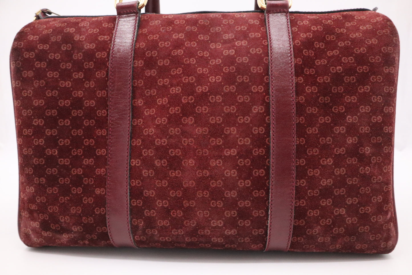 Gucci Boston Bag in Burgundy GG Suede