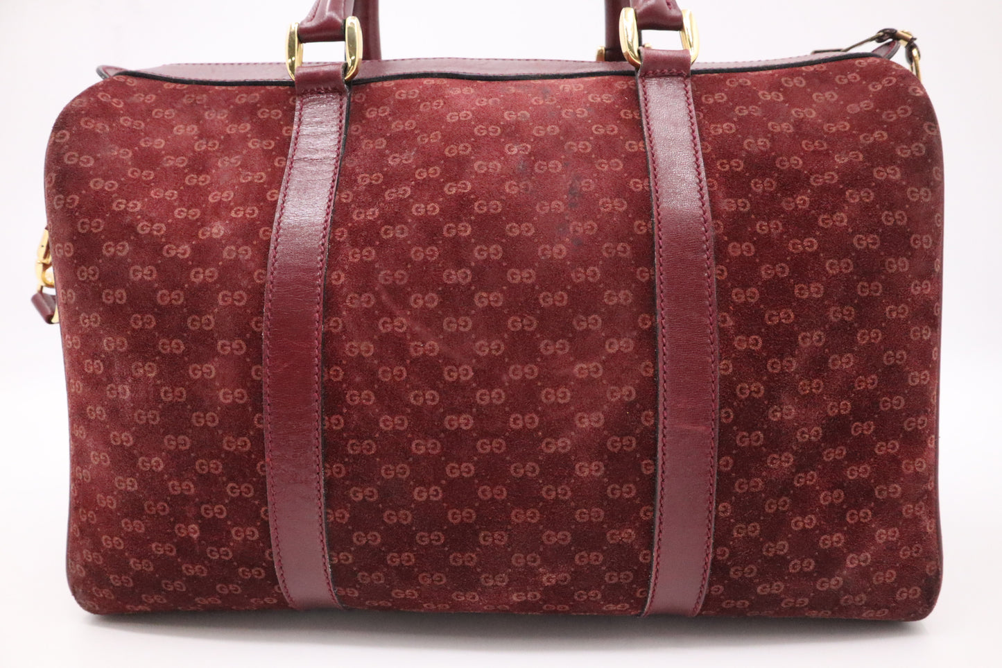 Gucci Boston Bag in Burgundy GG Suede