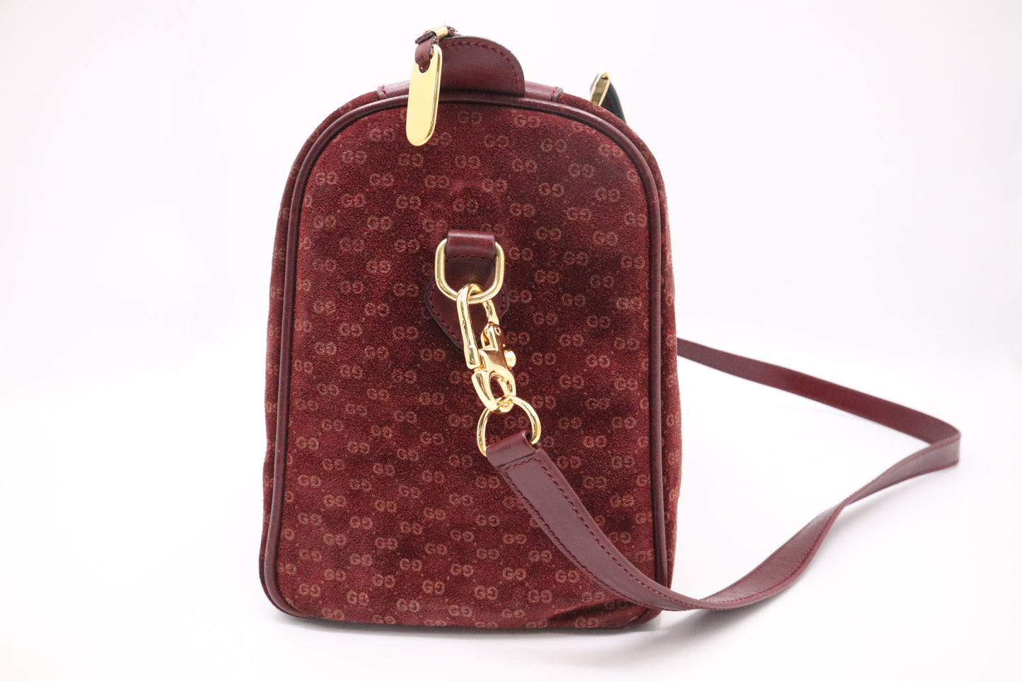 Gucci Boston Bag in Burgundy GG Suede