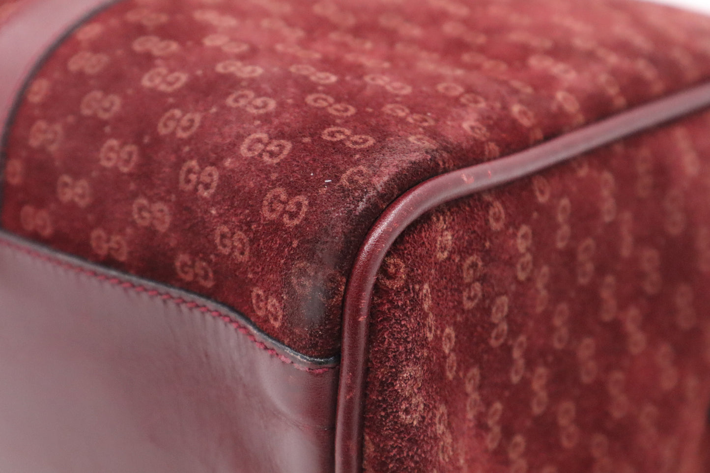 Gucci Boston Bag in Burgundy GG Suede