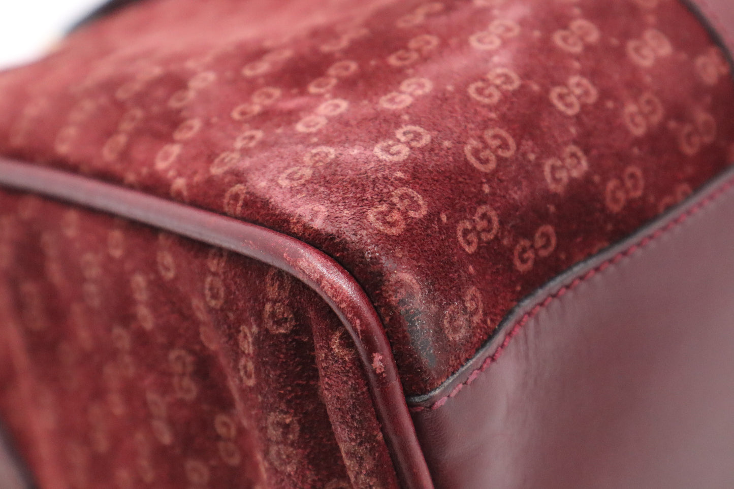 Gucci Boston Bag in Burgundy GG Suede